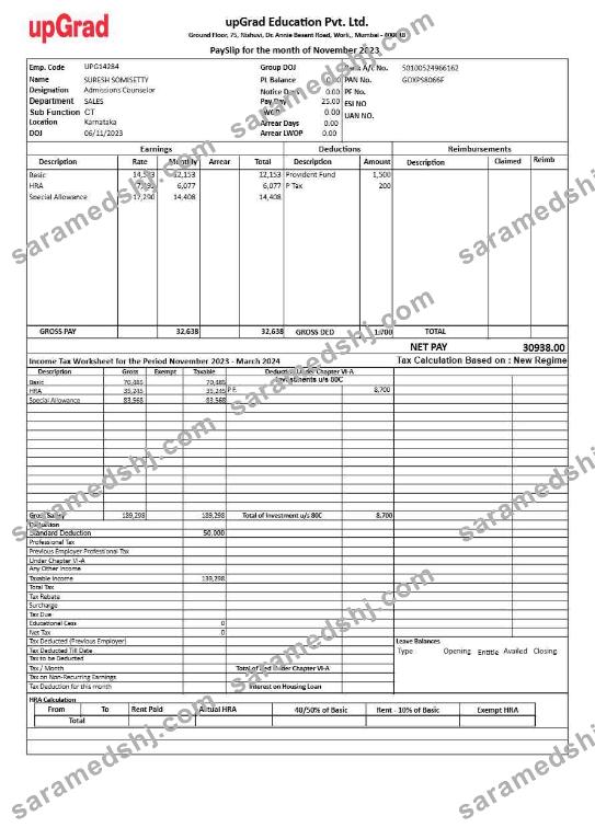 upGrad Educaton payslip template in Word and PDF formats.pdf, 1